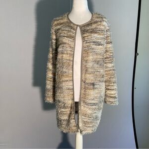 Calvin Klein Eyelash, Fuzzy, Soft, Cozy Cardigan with Silver Clasp Closure